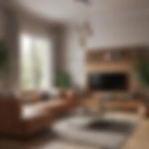 Stylish small living room with multifunctional furniture