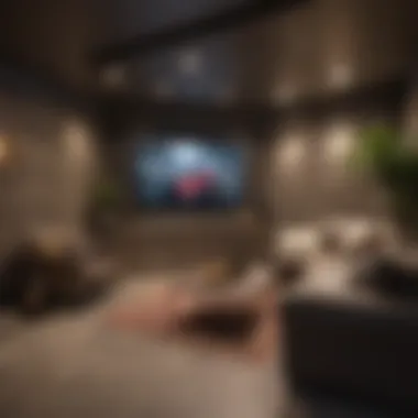 Inviting Entertainment Space in a Small Basement Warmly designed small basement entertainment area