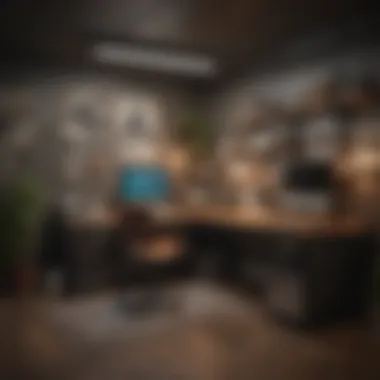 Functional Office Setup in a Small Basement Stylish small basement office setup for productivity