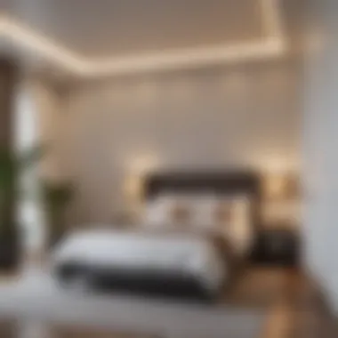 Elegant Small Room Layout Elegant small room layout featuring a double bed