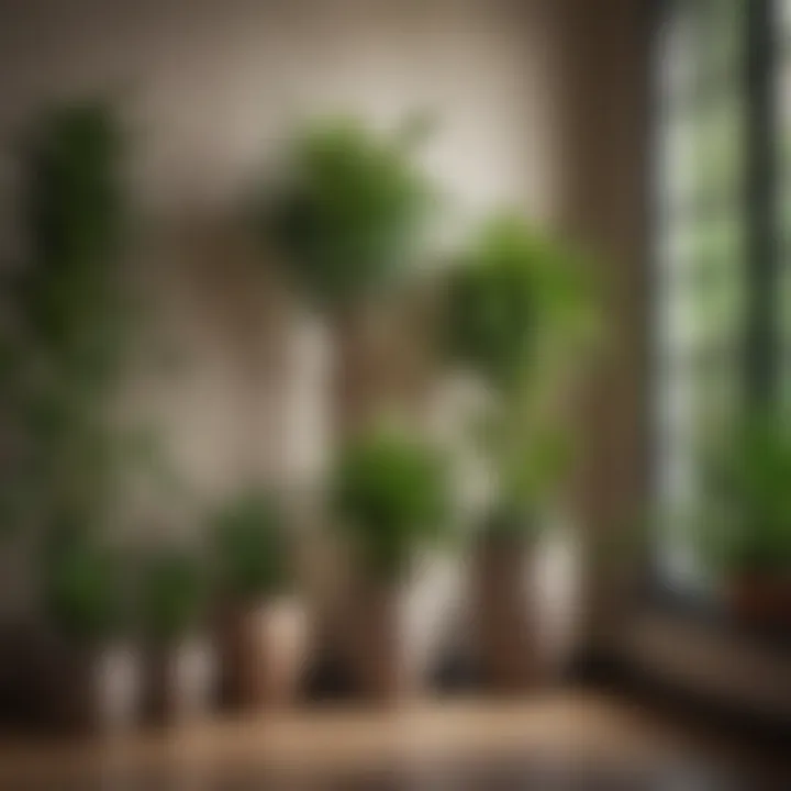A vibrant display of small and tall plants harmonizing in a cozy nook