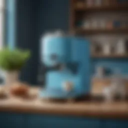 Elegant design of the Smeg Blue Coffee Maker showcasing its vintage aesthetic.