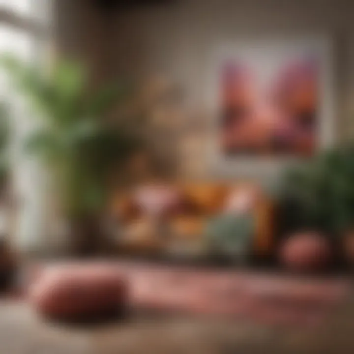 Textile selection emphasizing spring hues in home decor