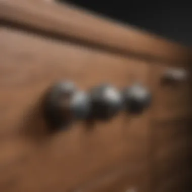 Ergonomic Cabinet Handles Close-up of ergonomic cabinet handles on wood cabinetry