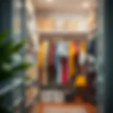 Neatly arranged closet showcasing a color-coordinated wardrobe