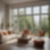 Bright living room with large windows and light-colored walls