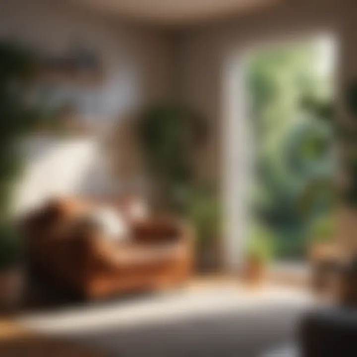 Cozy reading nook flooded with sunlight