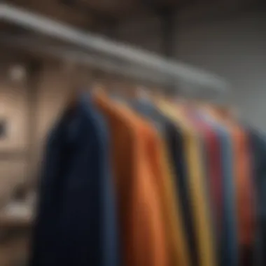 Color-coded clothing on hangers for easy access