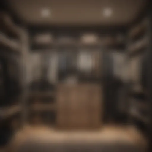 An organized wardrobe showcasing neatly arranged clothing