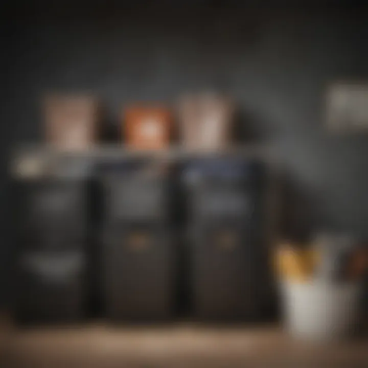 Storage solutions with bins and labels for clothing items
