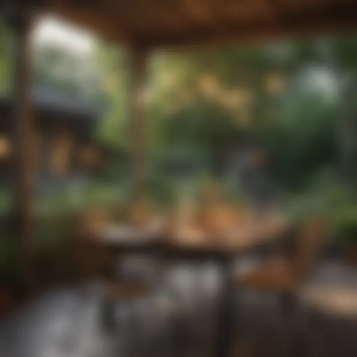An outdoor dining setup with bee deterrent strategies in action