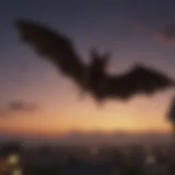 A serene night sky with a silhouette of a bat in flight