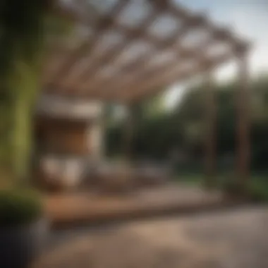 Stylish wooden pergola enhancing outdoor living area
