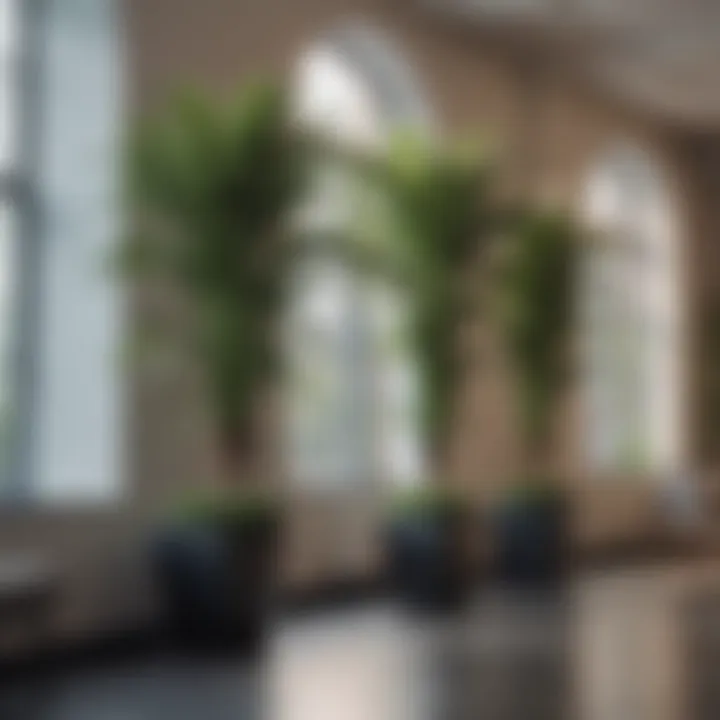 Tall indoor plants adding elegance to a contemporary office
