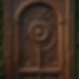 Elegant wooden front door with intricate carvings
