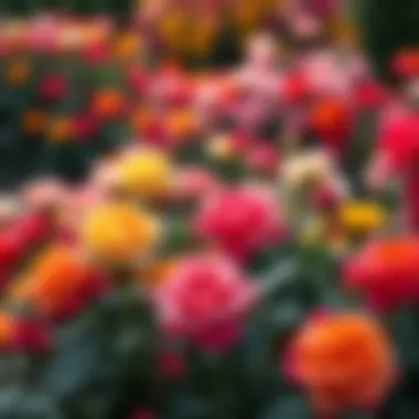 The Colorful Symphony of Roses A vibrant rose garden in full bloom, displaying a variety of colors