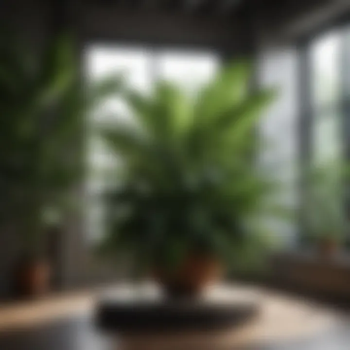 Stylish arrangement of large leafy plants