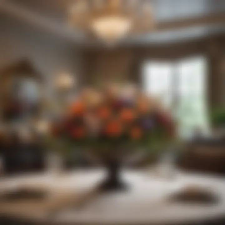Tasteful floral centerpiece enhancing the dining ambiance