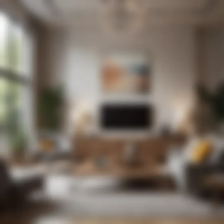 An elegantly designed living room showcasing contemporary furniture and a balanced color palette.