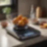 Precision kitchen scale showcasing a digital display with ingredients