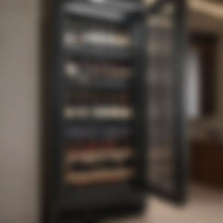 Detailed features and controls of a high-quality slim wine fridge.