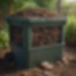 A well-organized wormery bin filled with rich organic material and worms