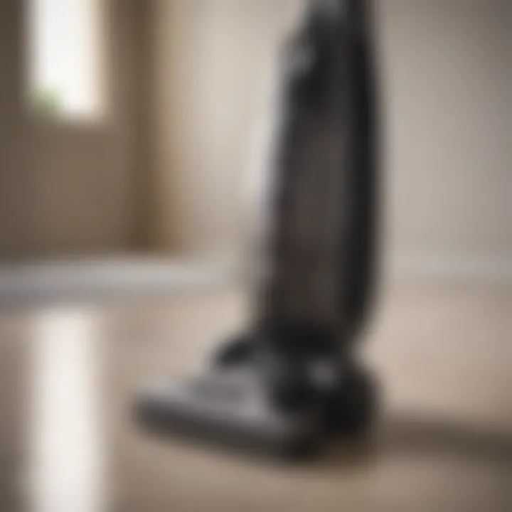 Sleek upright vacuum design showcasing its modern aesthetics