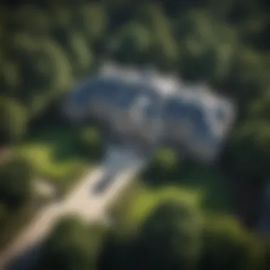 Aerial view of the mansion and its expansive grounds