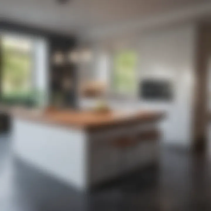 Stylish kitchen island with integrated eating space