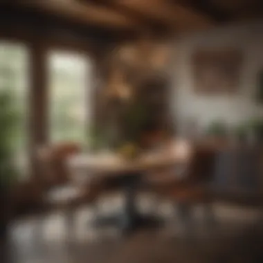 Cozy dining area featuring matching chairs with a rustic flair