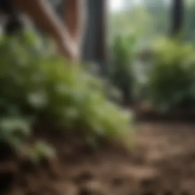 Application of Calcium in Gardening Calcium-rich soil amendment being applied