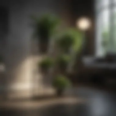 Modern metal decoration stand with plants