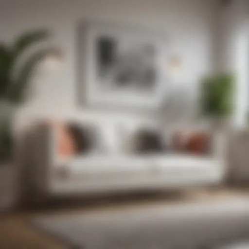 Elegant white sofa in a modern living room