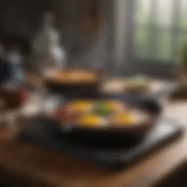 Comparison of a cast iron skillet with a non-stick frying pan