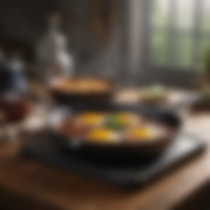 Comparison of a cast iron skillet with a non-stick frying pan