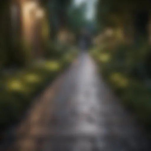 Glistening pathway illuminated by soft lights
