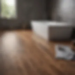Elegant hardwood flooring in a modern bathroom setting