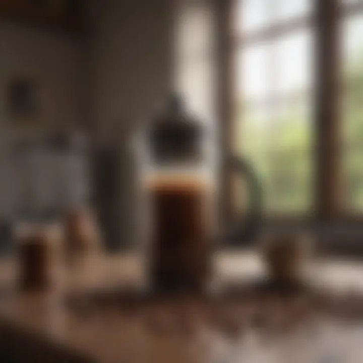 Artisan coffee beans next to a French press