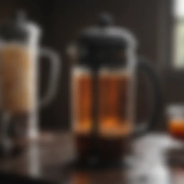 Close-up of the French press design features