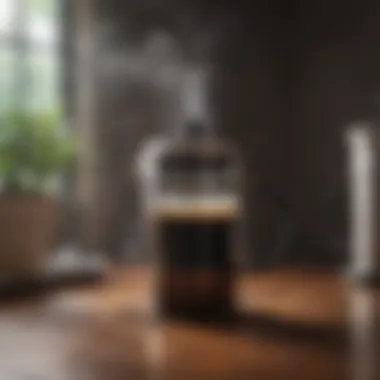 Steaming Cup of French Press Coffee A steaming cup of French press coffee