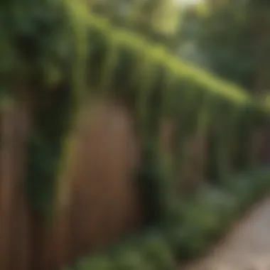 Side view of a thriving privacy fence created with trees