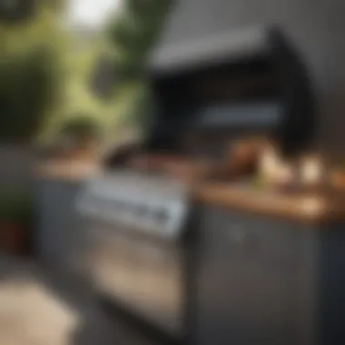 A modern gas grill with multiple burners and a spacious cooking area