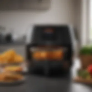 A sleek large air fryer showcasing its digital interface