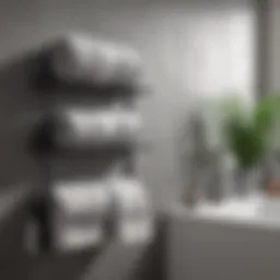 Stylish towel shelving unit in a modern bathroom setting