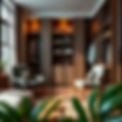 Elegant closet design showcasing rich textures