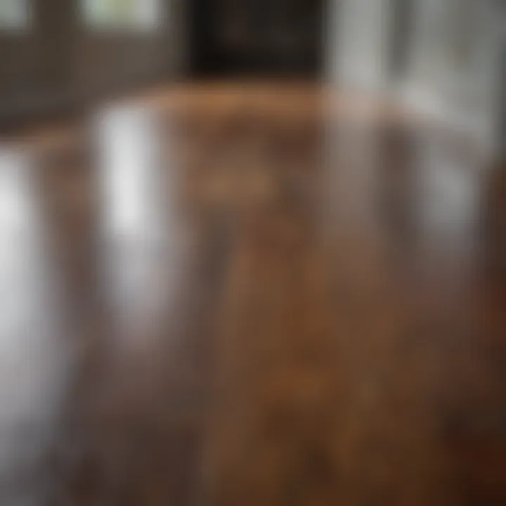 Before and after of a stained kitchen floor