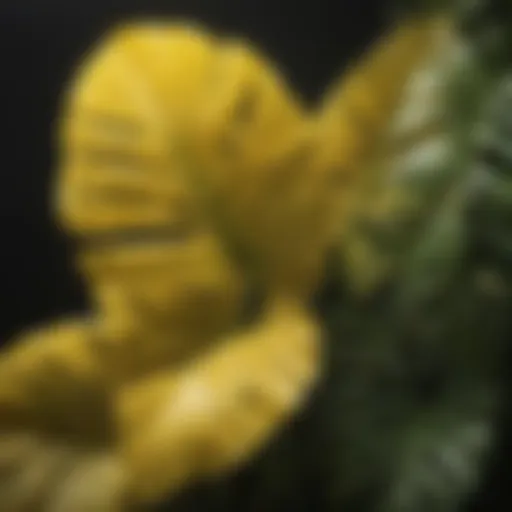 Vibrant tropical leaves with yellowing signs