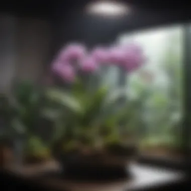 Optimal Conditions for Orchid Growth Diagram showing ideal environmental conditions for orchid cultivation, including light, humidity, and temperature