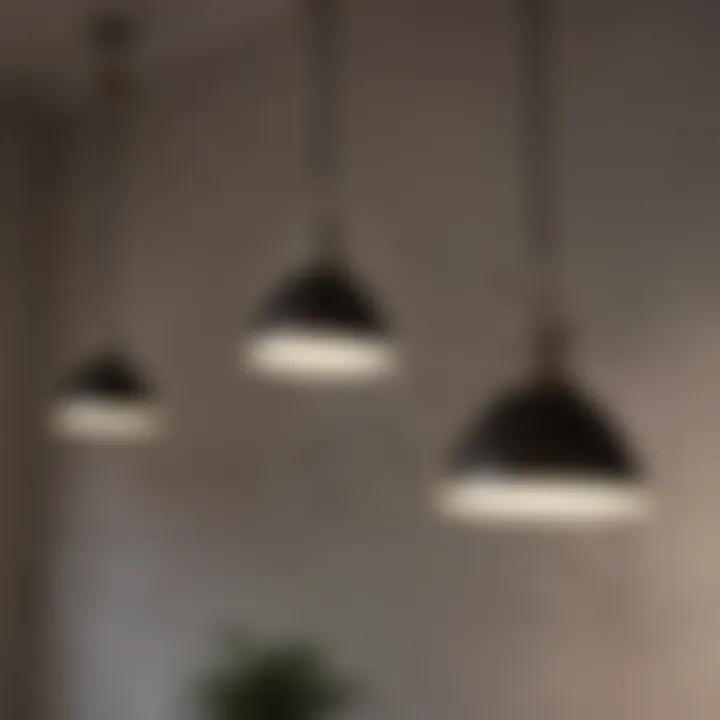 Close-up of pendant lights showcasing design details