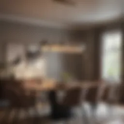 Elegant pendant lighting in a modern dining room